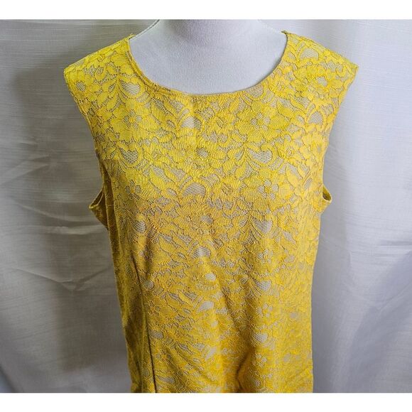 Simonton Says By George Simonton Yellow Lace Sleeveless Top Size Medium - Picture 5 of 9